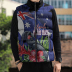 Australian National Flag Day Sleeveless Puffer Jacket Palm Cockatoo Proud Of Our Flag