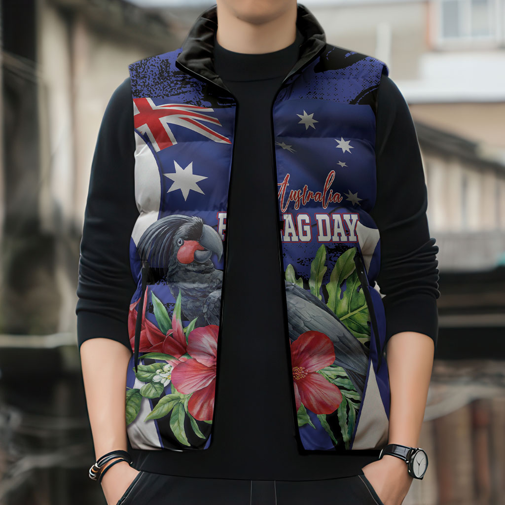 Australian National Flag Day Sleeveless Puffer Jacket Palm Cockatoo Proud Of Our Flag