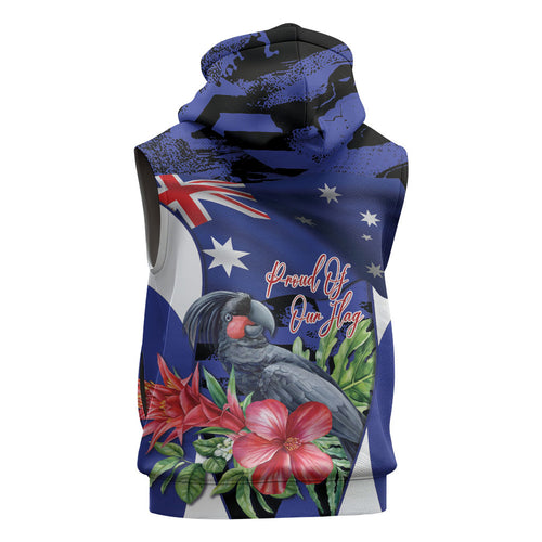 Australian National Flag Day Sleeveless Zip Hoodie Palm Cockatoo Proud Of Our Flag