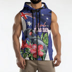Australian National Flag Day Sleeveless Zip Hoodie Palm Cockatoo Proud Of Our Flag