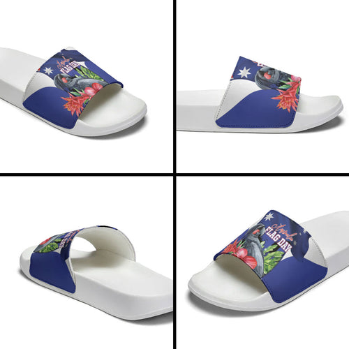 Australian National Flag Day Slide Sandals Palm Cockatoo Proud Of Our Flag