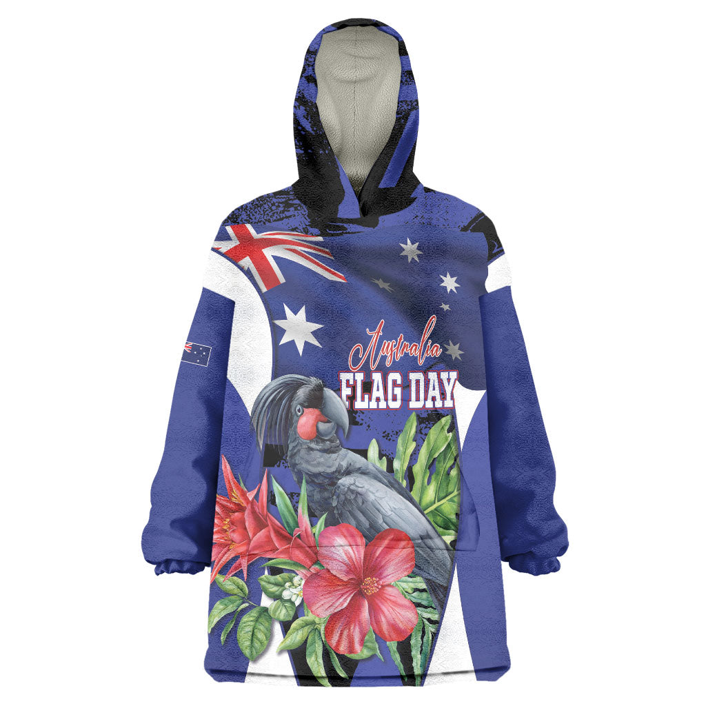 Australian National Flag Day Wearable Blanket Hoodie Palm Cockatoo Proud Of Our Flag