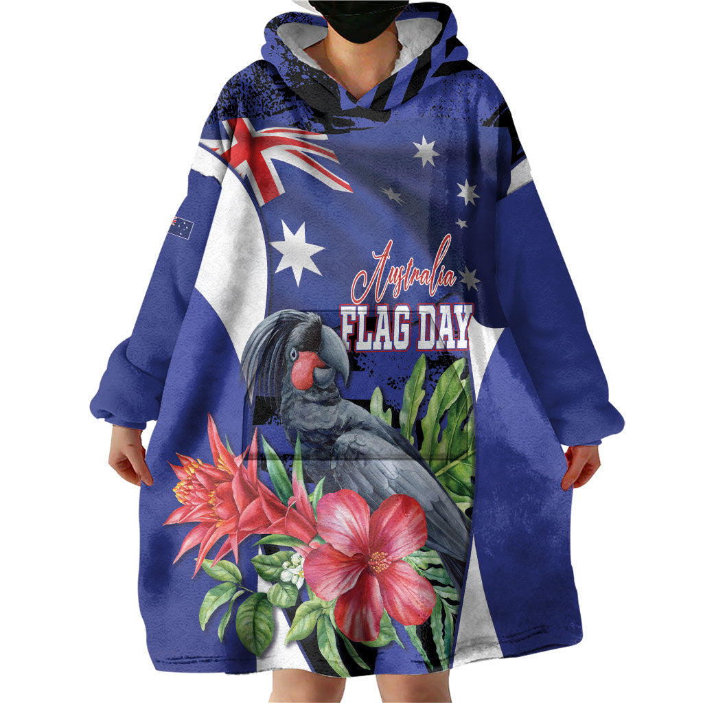 Australian National Flag Day Wearable Blanket Hoodie Palm Cockatoo Proud Of Our Flag