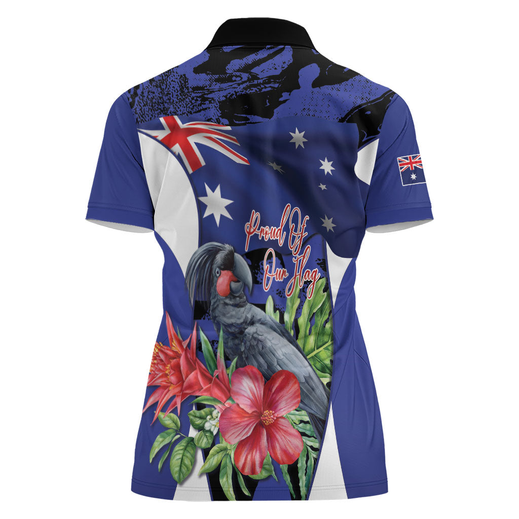 Australian National Flag Day Women Polo Shirt Palm Cockatoo Proud Of Our Flag