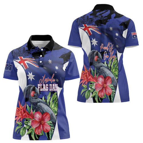Australian National Flag Day Women Polo Shirt Palm Cockatoo Proud Of Our Flag