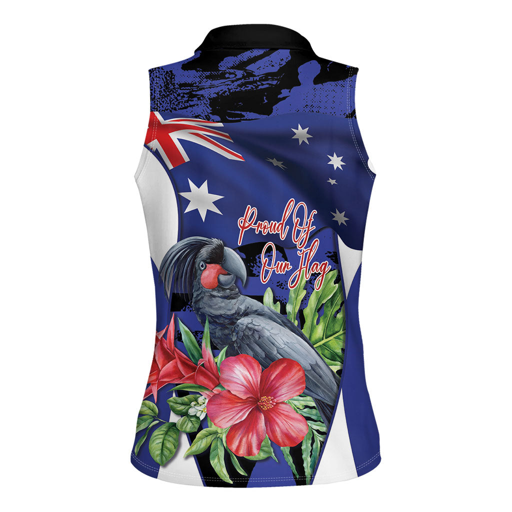 Australian National Flag Day Women Sleeveless Polo Shirt Palm Cockatoo Proud Of Our Flag
