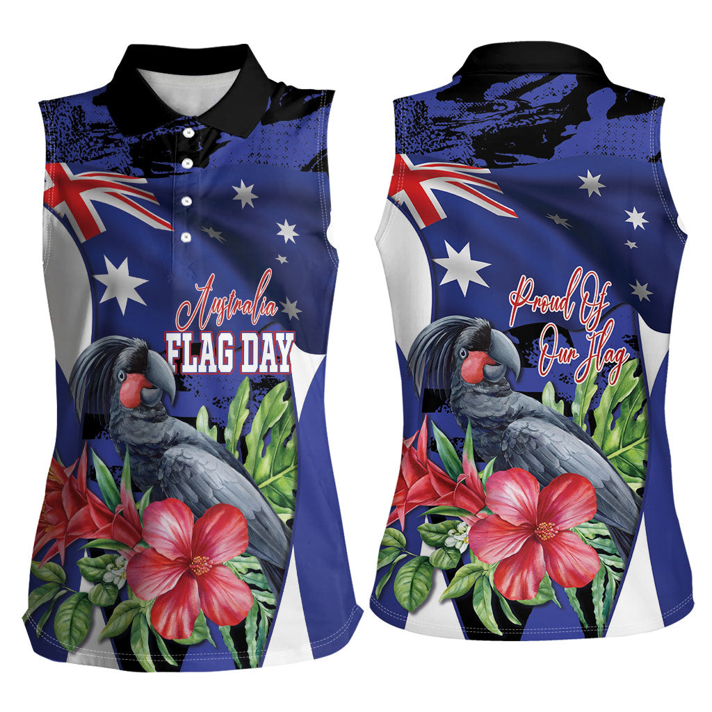 Australian National Flag Day Women Sleeveless Polo Shirt Palm Cockatoo Proud Of Our Flag