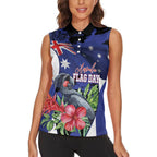 Australian National Flag Day Women Sleeveless Polo Shirt Palm Cockatoo Proud Of Our Flag