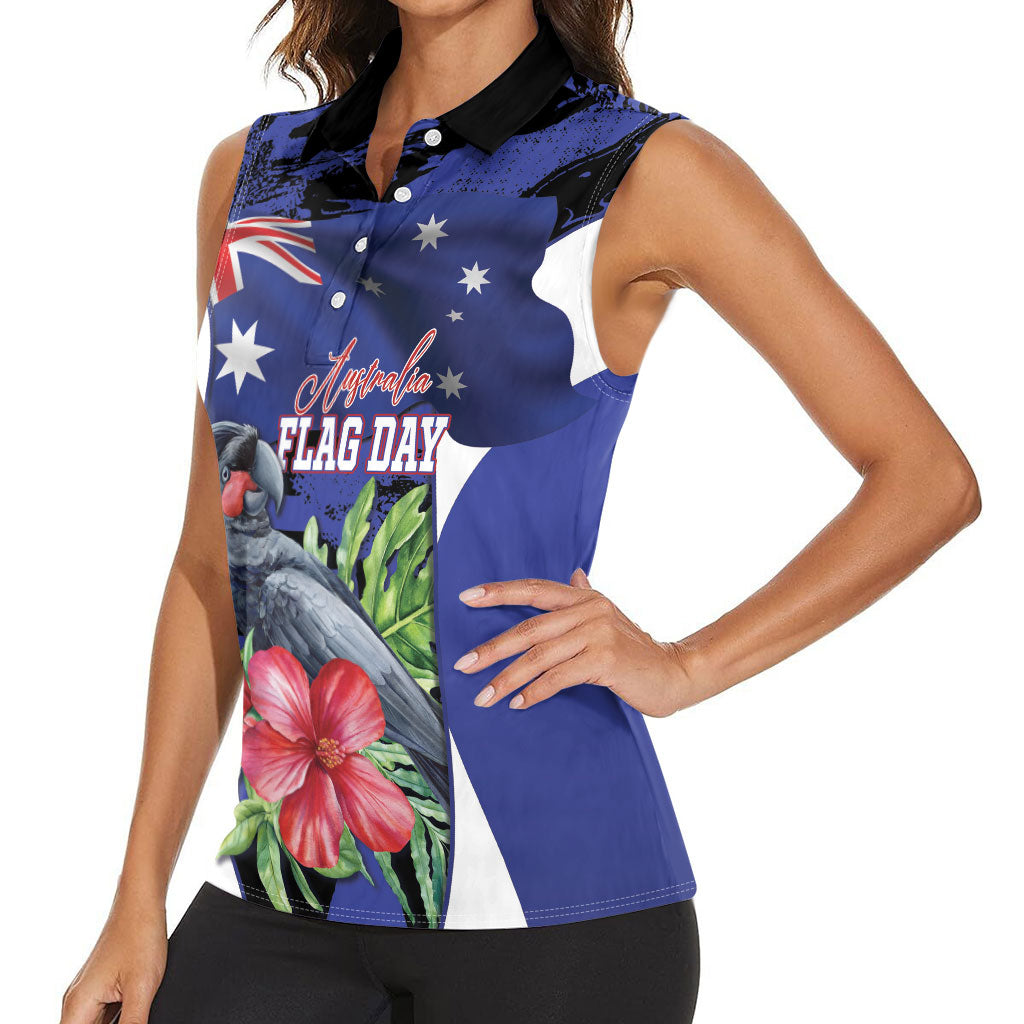 Australian National Flag Day Women Sleeveless Polo Shirt Palm Cockatoo Proud Of Our Flag