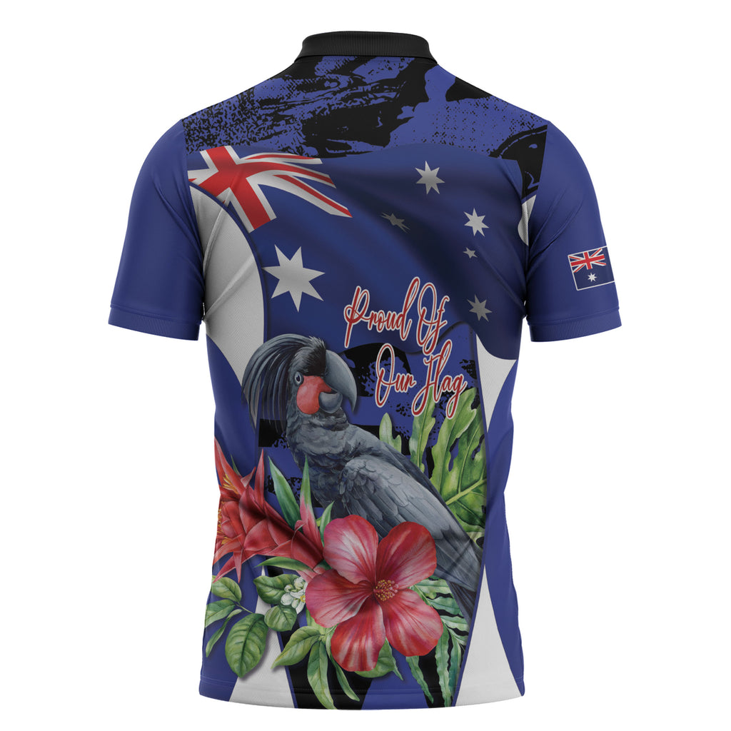 Australian National Flag Day Zipper Polo Shirt Palm Cockatoo Proud Of Our Flag