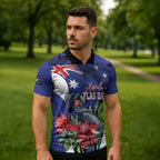 Australian National Flag Day Zipper Polo Shirt Palm Cockatoo Proud Of Our Flag