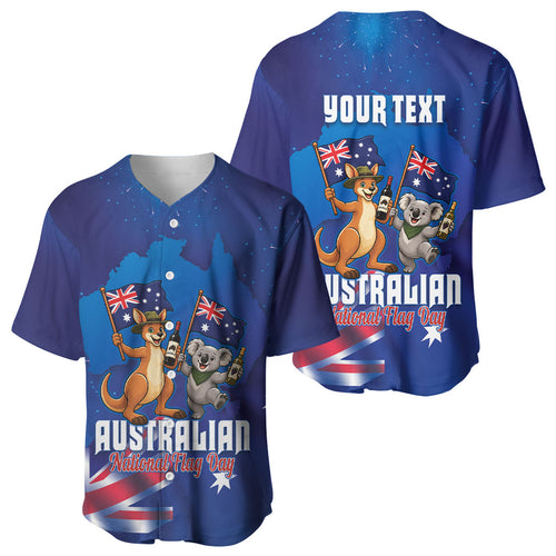 Australian National Flag Day Personalised Baseball Jersey Funny Kangaroo Koala Aussie Proud