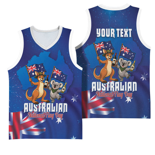 Australian National Flag Day Personalised Basketball Jersey Funny Kangaroo Koala Aussie Proud