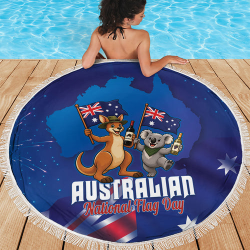 Australian National Flag Day Beach Blanket Funny Kangaroo Koala Aussie Proud