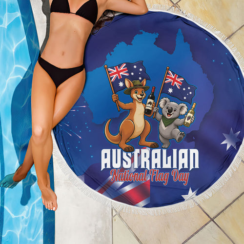 Australian National Flag Day Beach Blanket Funny Kangaroo Koala Aussie Proud