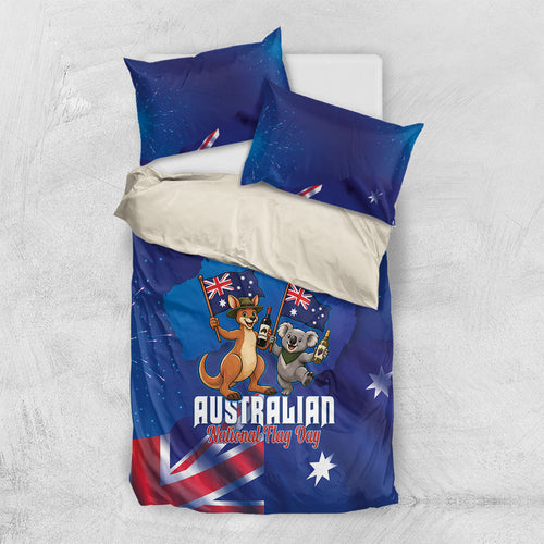 Australian National Flag Day Bedding Set Funny Kangaroo Koala Aussie Proud