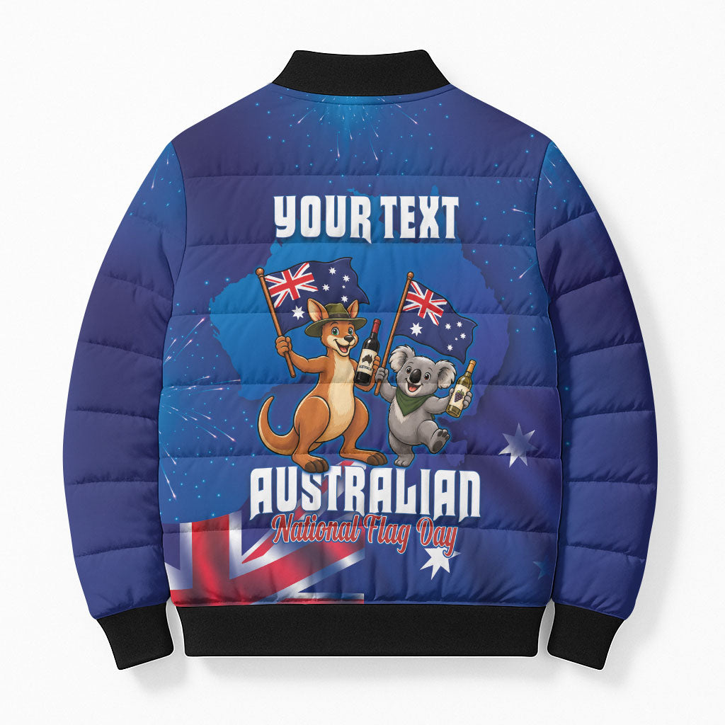 Australian National Flag Day Personalised Bomber Puffer Jacket Funny Kangaroo Koala Aussie Proud