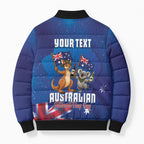 Australian National Flag Day Personalised Bomber Puffer Jacket Funny Kangaroo Koala Aussie Proud