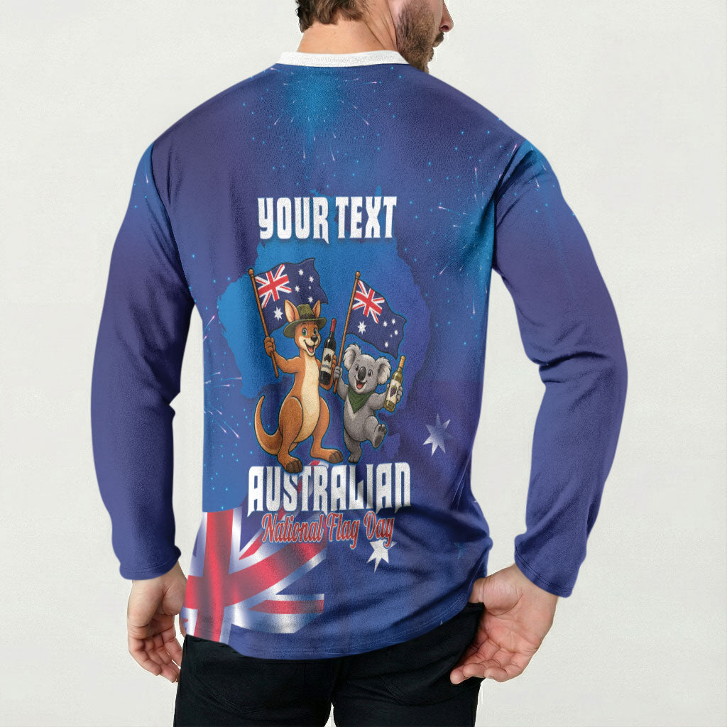 Australian National Flag Day Personalised Button Sweatshirt Funny Kangaroo Koala Aussie Proud