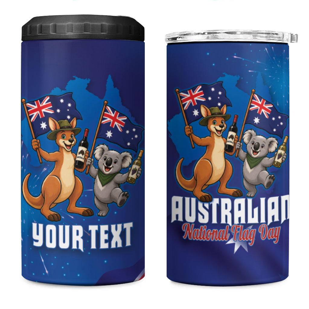 Australian National Flag Day Personalised 4 in 1 Can Cooler Tumbler Funny Kangaroo Koala Aussie Proud