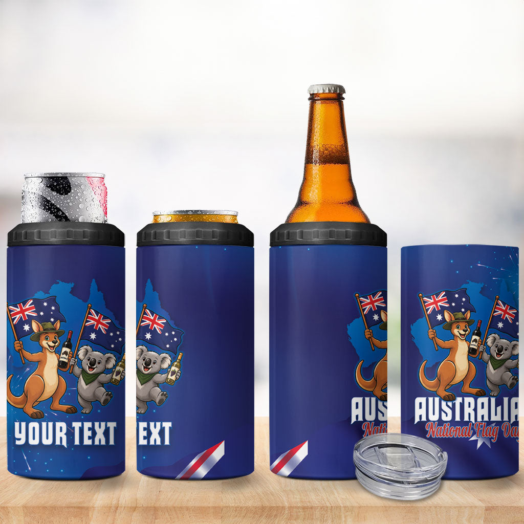 Australian National Flag Day Personalised 4 in 1 Can Cooler Tumbler Funny Kangaroo Koala Aussie Proud