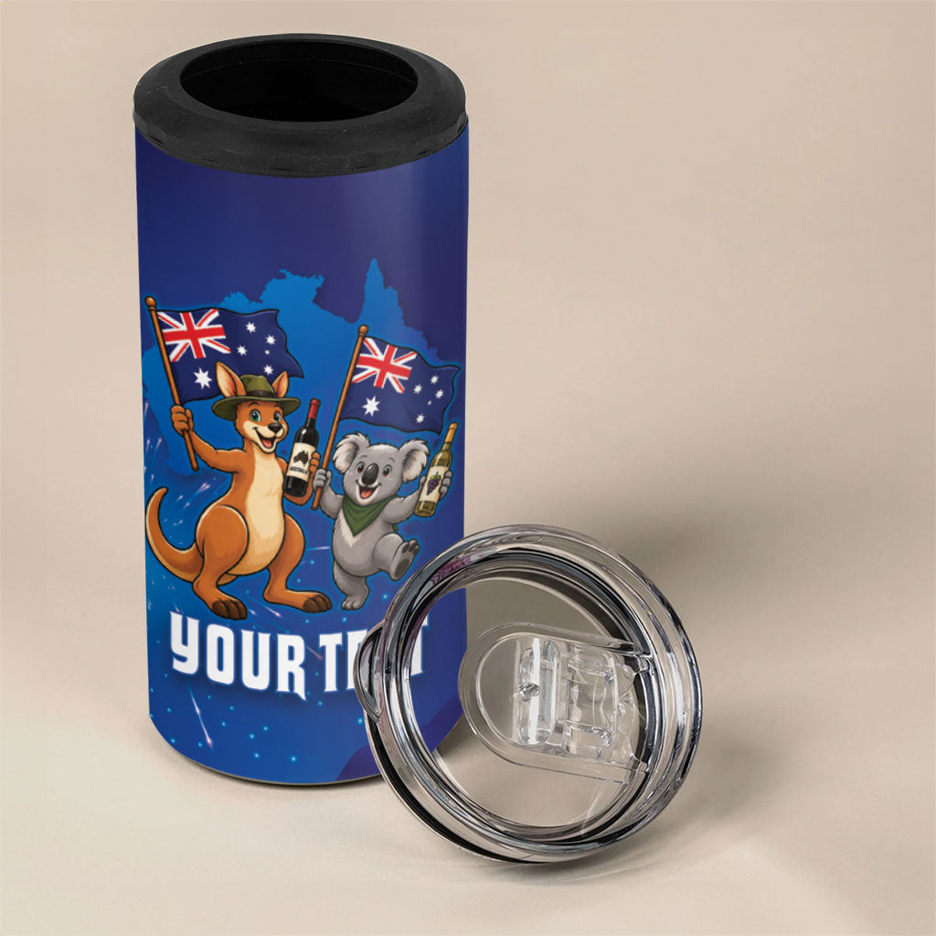Australian National Flag Day Personalised 4 in 1 Can Cooler Tumbler Funny Kangaroo Koala Aussie Proud