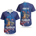 Australian National Flag Day Personalised Couples Matching Long Sleeve Bodycon Dress and Hawaiian Shirt Funny Kangaroo Koala Aussie Proud
