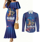 Australian National Flag Day Personalised Couples Matching Mermaid Dress and Long Sleeve Button Shirt Funny Kangaroo Koala Aussie Proud