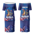 Australian National Flag Day Personalised Couples Matching Puletasi and Long Sleeve Button Shirt Funny Kangaroo Koala Aussie Proud