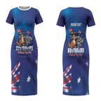 Australian National Flag Day Personalised Couples Matching Short Sleeve Bodycon Dress and Long Sleeve Button Shirt Funny Kangaroo Koala Aussie Proud