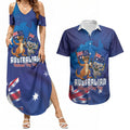 Australian National Flag Day Personalised Couples Matching Summer Maxi Dress and Hawaiian Shirt Funny Kangaroo Koala Aussie Proud
