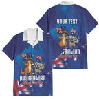 Australian National Flag Day Personalised Family Matching Short Sleeve Bodycon Dress and Hawaiian Shirt Funny Kangaroo Koala Aussie Proud