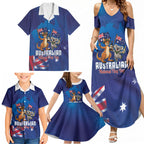 Australian National Flag Day Personalised Family Matching Summer Maxi Dress and Hawaiian Shirt Funny Kangaroo Koala Aussie Proud