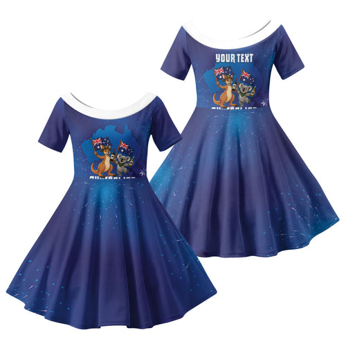 Australian National Flag Day Personalised Family Matching Summer Maxi Dress and Hawaiian Shirt Funny Kangaroo Koala Aussie Proud