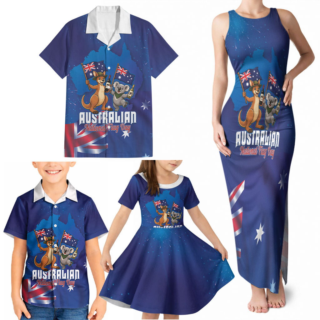 Australian National Flag Day Personalised Family Matching Tank Maxi Dress and Hawaiian Shirt Funny Kangaroo Koala Aussie Proud
