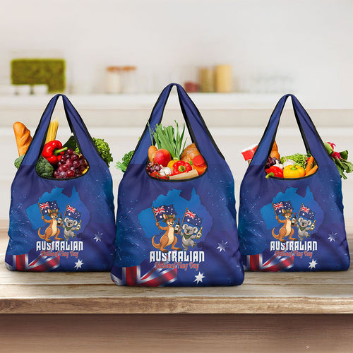 Australian National Flag Day Grocery Bag Funny Kangaroo Koala Aussie Proud