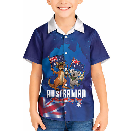 Australian National Flag Day Personalised Kid Hawaiian Shirt Funny Kangaroo Koala Aussie Proud