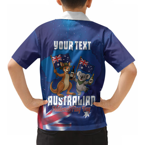 Australian National Flag Day Personalised Kid Hawaiian Shirt Funny Kangaroo Koala Aussie Proud