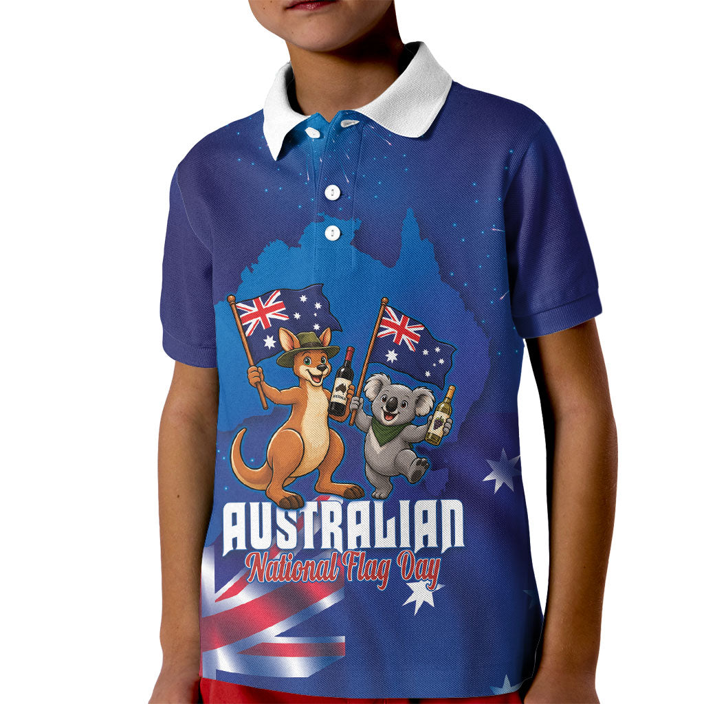 Australian National Flag Day Personalised Kid Polo Shirt Funny Kangaroo Koala Aussie Proud