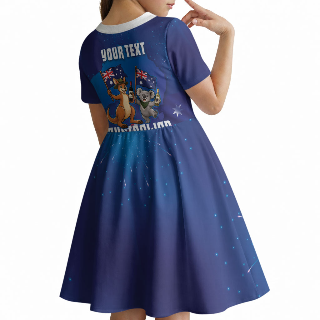 Australian National Flag Day Personalised Kid Short Sleeve Dress Funny Kangaroo Koala Aussie Proud