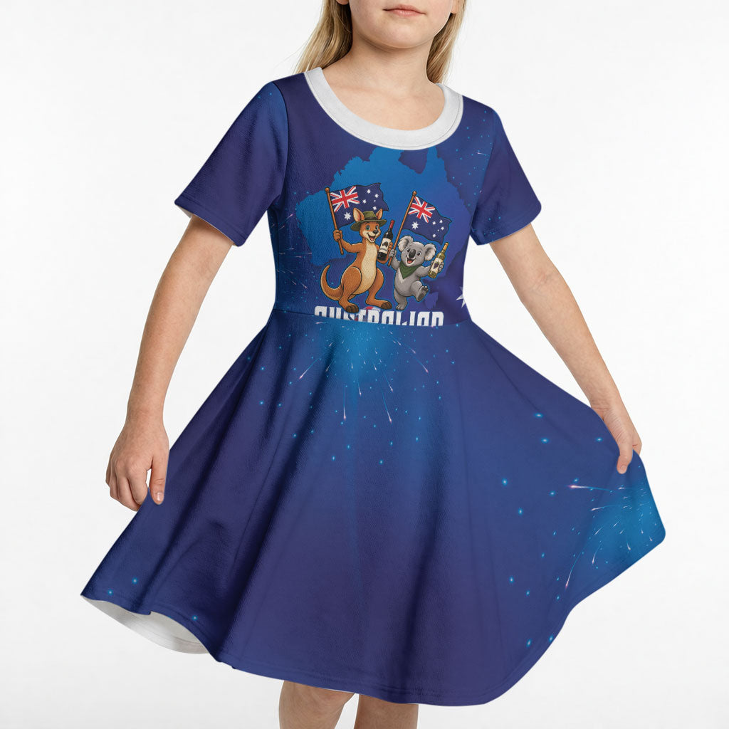 Australian National Flag Day Personalised Kid Short Sleeve Dress Funny Kangaroo Koala Aussie Proud