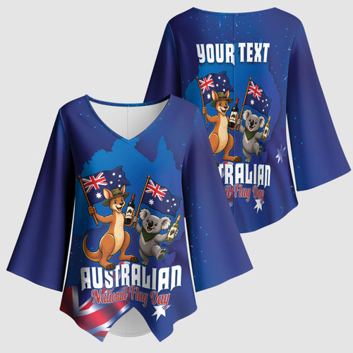 Australian National Flag Day Personalised Kimono Sleeve Blouse Funny Kangaroo Koala Aussie Proud