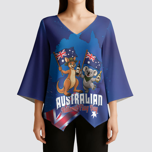Australian National Flag Day Personalised Kimono Sleeve Blouse Funny Kangaroo Koala Aussie Proud