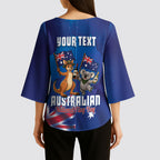 Australian National Flag Day Personalised Kimono Sleeve Blouse Funny Kangaroo Koala Aussie Proud
