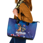 Australian National Flag Day Leather Tote Bag Funny Kangaroo Koala Aussie Proud