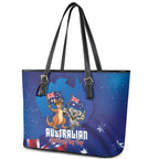 Australian National Flag Day Leather Tote Bag Funny Kangaroo Koala Aussie Proud