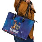 Australian National Flag Day Leather Tote Bag Funny Kangaroo Koala Aussie Proud