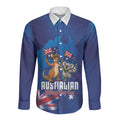 Australian National Flag Day Personalised Long Sleeve Button Shirt Funny Kangaroo Koala Aussie Proud