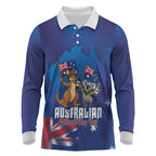 Australian National Flag Day Personalised Long Sleeve Polo Shirt Funny Kangaroo Koala Aussie Proud