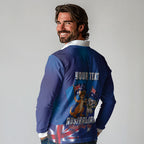 Australian National Flag Day Personalised Long Sleeve Polo Shirt Funny Kangaroo Koala Aussie Proud